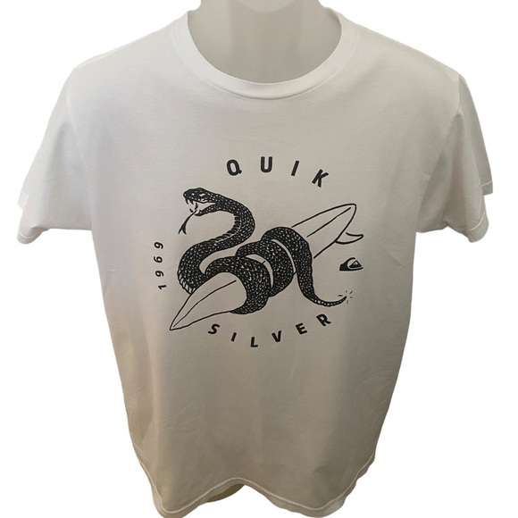 QUIKSILVER Snake Wrapped Around Surfboard Tee Shirt Men M Medium - Picture 1 of 5